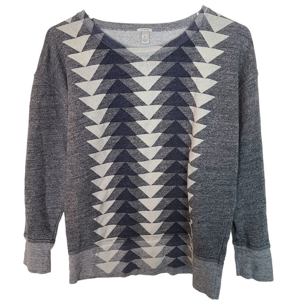 J. Crew Womens Geometric Triangle Print Sweater S Preppy Pullover Dark Academia